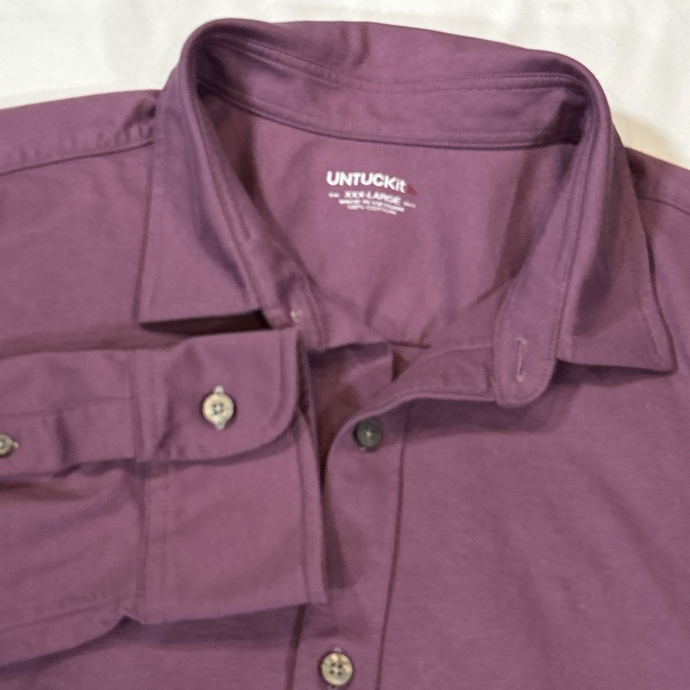UNTUCKit Shirt Mens 3XL Luxe Tee BD Sangria Long Sleeve Soft Knit‎ Cotton